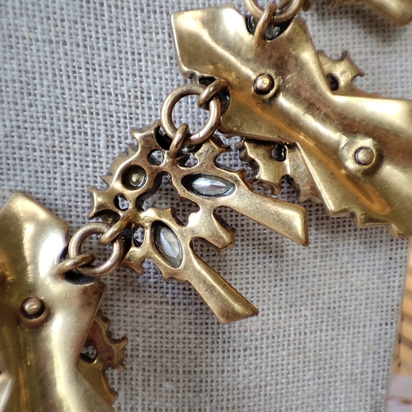 Art Deco Roaring 20s Great Gatsby J Crew Brass Tone Fabulous Statement Necklace - Picture 12 of 14